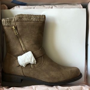 Taupe side zip booties